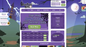 The home page of Vampire Bingo