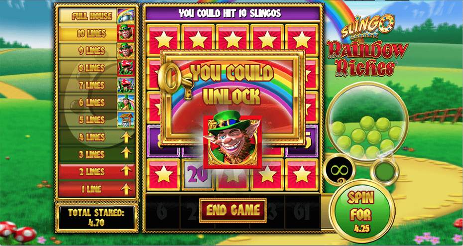 Rainbow Riches Slingo gameplay