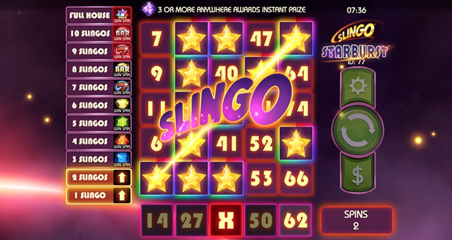 Starburst Slingo gameplay