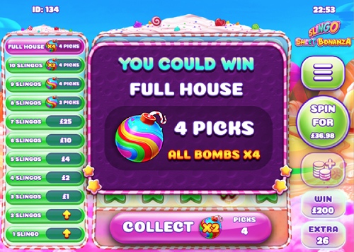 Starburst Slingo extra spin wheel