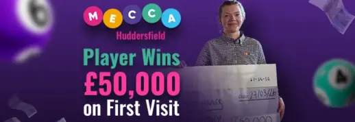 Mecca Huddersfield Player Wins £50K Jackpot on First Visit