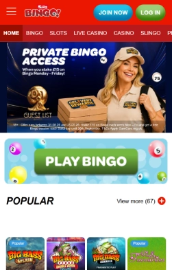 Sun Bingo mobile app